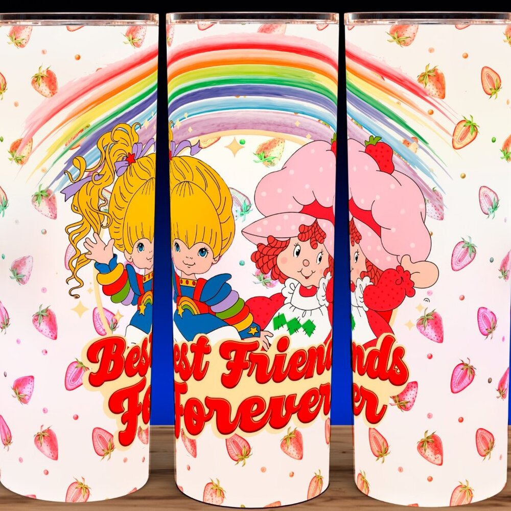Rainbow Brite and Strawberry Shortcake Best Friends Cup Mug Tumbler 20oz